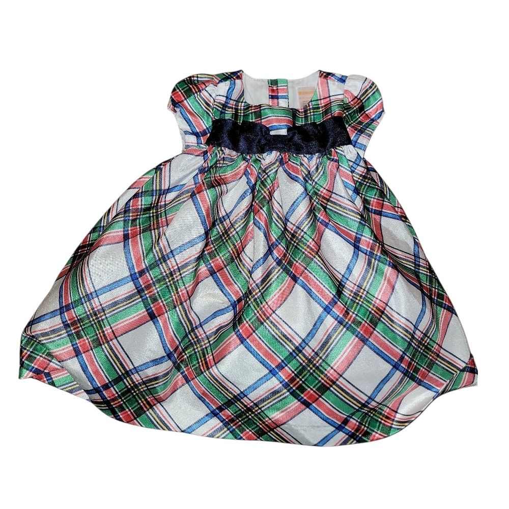 Gymboree Plaid Dress with Navy Bow